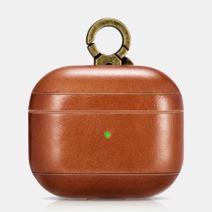 ICARER AirPods 3 Vintage Leather Case with The Metal Hook