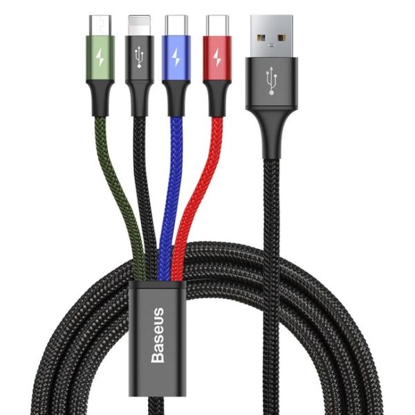 Baseus Rapid Series 4 in 1 1.2m 3.5A USB to 2 x USB-C / Type-C + 8Pin + Micro USB Cable