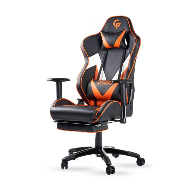 Porodo PU Leather Gaming Chair w/ Footrest - Black/Orange