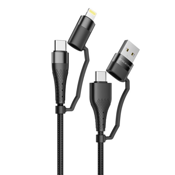 Borofone BU28 USB / Type-C to 8 Pin / Type-C 4 in 1 Multi-functional Charging Data Cable(Black)