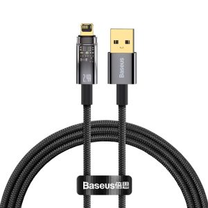 Baseus 2.4A USB to 8 Pin Explorer Series Auto Power-Off Fast Charging Data Cable, Length:1m(Black)