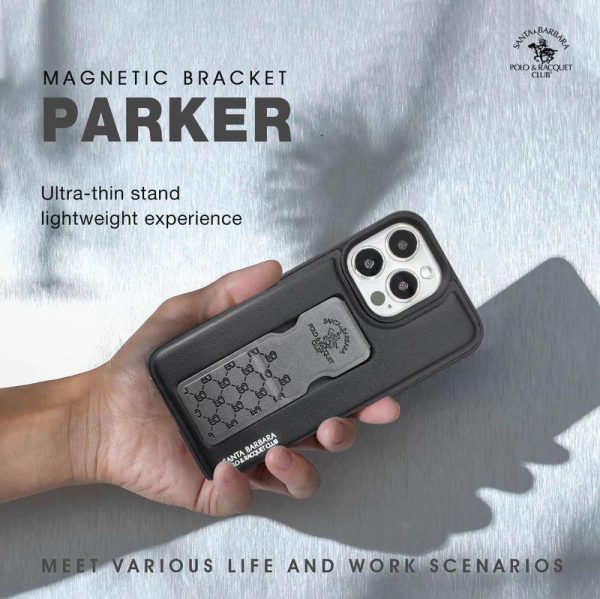 Santa Barbara Parker Magnetic Bracket Genuine Leather Case For Iphone 14 pro / 14 pro Max