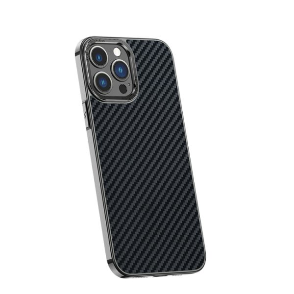 Carbon Fiber Kevlar Electroplate Phone Case For iPhone 14 Pro
