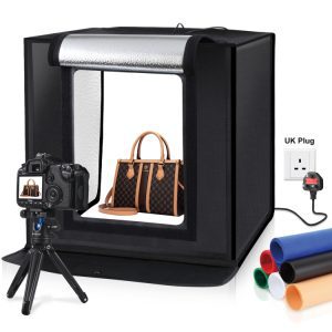 PULUZ 40cm Folding Portable 24W 5500K White Light Dimmable Photo Lighting Studio Shooting Tent Box Kit with 6 Colors (Black, Orange, White, Red, Green, Blue) Backdrops(UK Plug)