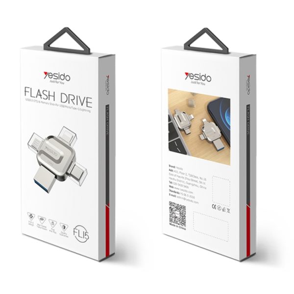 128 GB Yesido FL15 USB + 8 Pin + Mirco USB + Type-C 4 in 1 USB Flash Drive with OTG Function