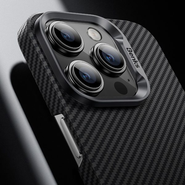 For iPhone 15 Pro Max Benks 600D MagSafe Magnetic Kevlar Carbon Fiber Phone Case(Black)