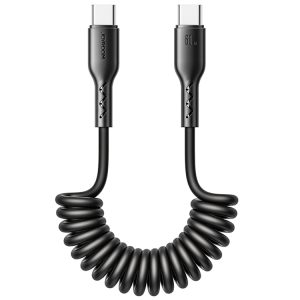 JOYROOM SA38-CC3 60W USB-C / Type-C to USB-C / Type-C Coiled Fast Charging Data Cable, Length:1.5m(Black)