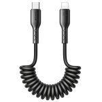 JOYROOM SA38-CL3 30W USB-C / Type-C to 8 Pin Coiled Fast Charging Data Cable, Length:1.5m(Black)