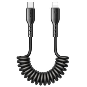 JOYROOM SA38-CL3 30W USB-C / Type-C to 8 Pin Coiled Fast Charging Data Cable, Length:1.5m(Black)