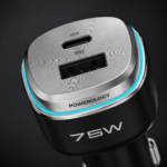 Powerology 75W Dual-Port High-Power Car Charger - Black Silver - Image 4