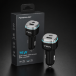 Powerology 75W Dual-Port High-Power Car Charger - Black Silver - Image 5