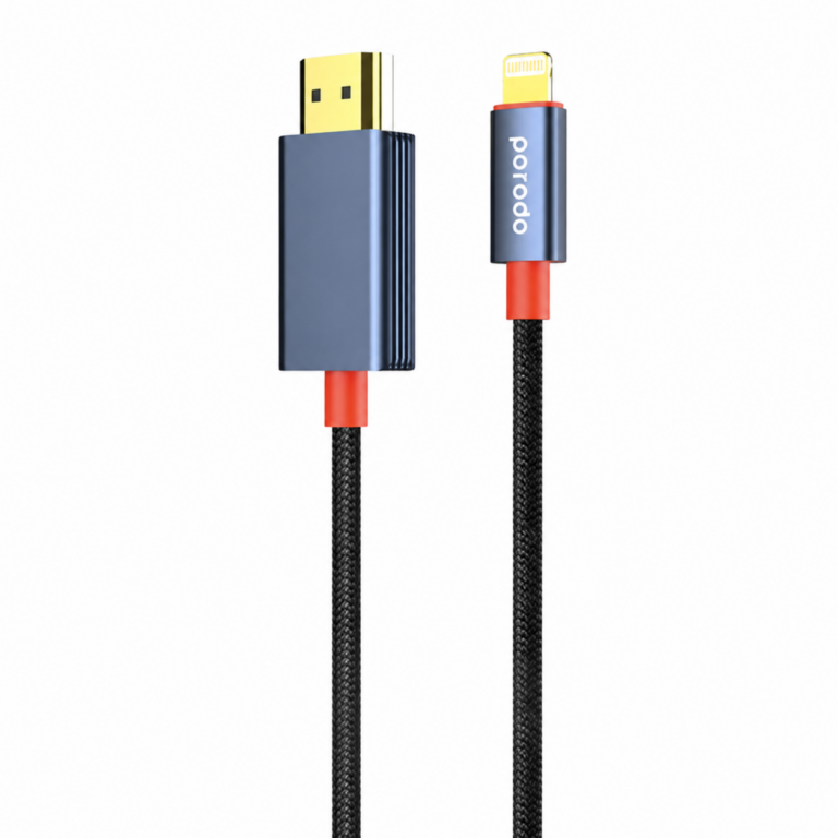 Porodo Woven Cable Lightning to HDMI Black