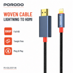 Porodo Woven Cable Lightning to HDMI - Black - Image 5