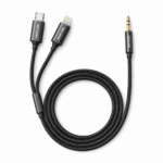 Green Lion 2-in-1 Audio Cable USB-C Lightning to 3.5mm AUX - Black - Image 3