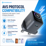 Powerology VoltFLow 45W Type-C Adaptor with TFT Screen C TO C Cable -  Grey - Image 2
