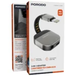Porodo 2-in-1 Lightning to 3.5mm AUX Audio + Charging Adapter - Grey - Image 3