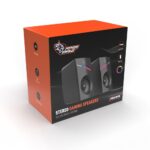 Porodo Gaming Stereo Speakers packaging angle view