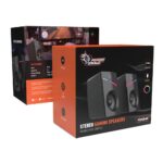 Porodo Gaming Stereo Speakers box and product design