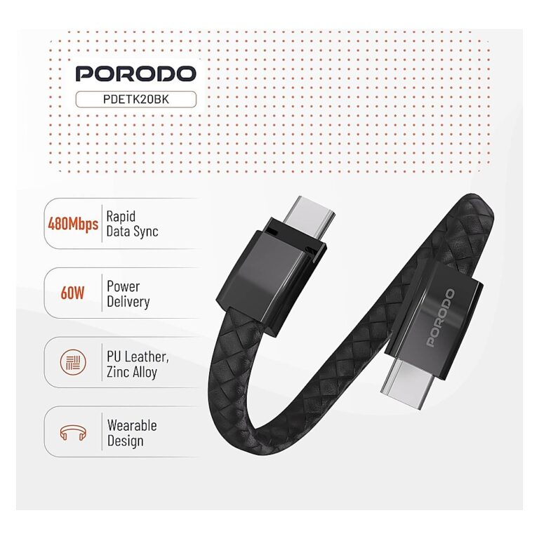 Porodo USB-C to USB-C Cable PD 60W Charging