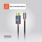 Porodo Woven Cable Type-C to HDMI - Black - Image 4
