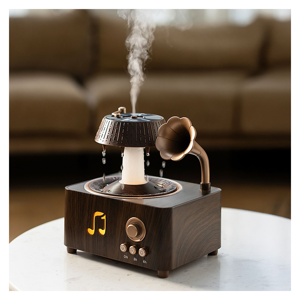 Porodo Lifestyle Concord Vintage Aroma Diffuser & Speaker - Brown - Image 3