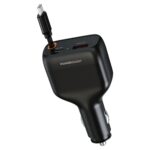 Powerology Cyber 81W USB-C Retractable Car Charger - Black