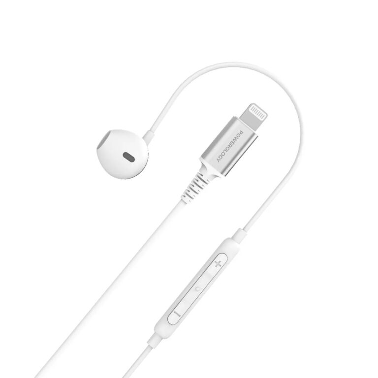 Powerology MFi Mono Lightning Wired Earphones - White