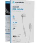 Powerology MFi Mono Lightning Wired Earphones - White - Image 2