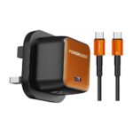 Powerology QX 45W Pocket-Sized GaN Adapter - Black Orange