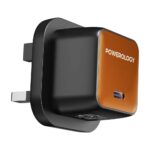 Powerology QX 45W Pocket-Sized GaN Adapter with Type-C Cable - Black Orange - Image 4