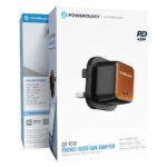 Powerology QX 45W Pocket-Sized GaN Adapter with Type-C Cable - Black Orange - Image 3