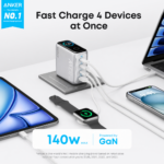 Anker 140W 4-Port GaN Charger with Display – Silver - Image 2