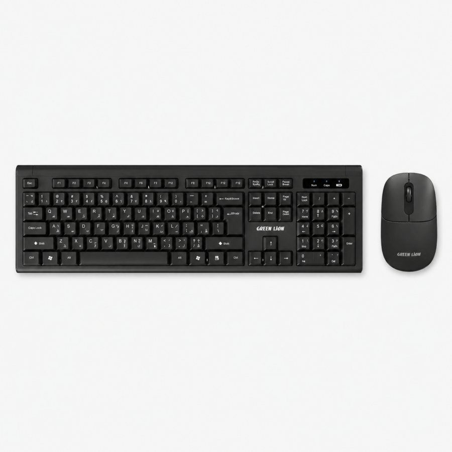 Green Lion GKM-200 Wireless Combo Keyboard and Mouse - Black