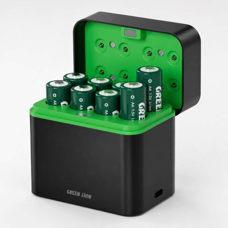 Green lion rechargeable 8aa battery dock usb c kuwait 1