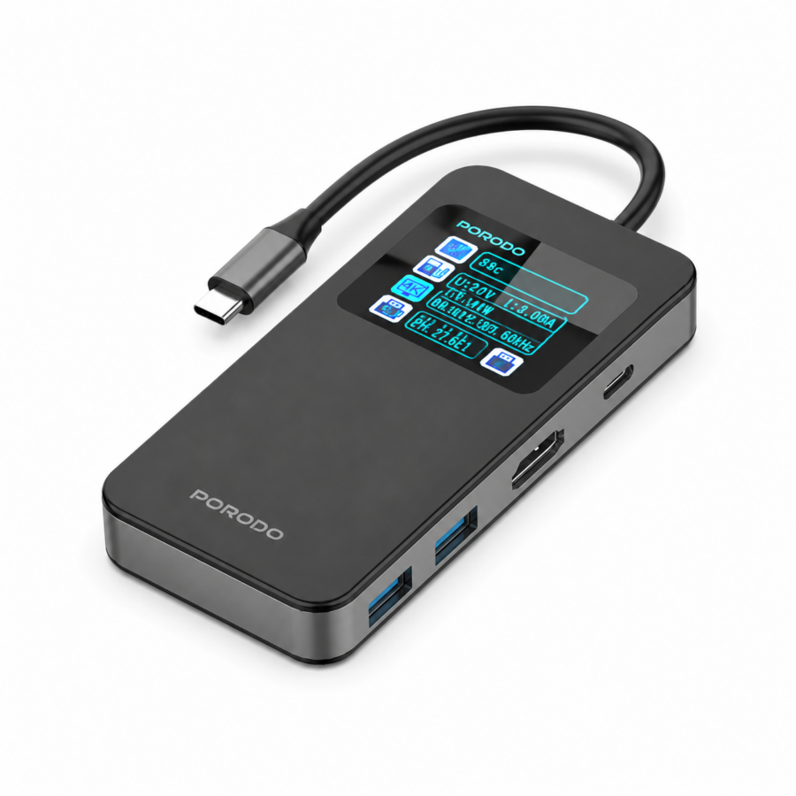Porodo 6 in 1 USB C Hub Kuwait Gray