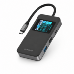Porodo 6-in-1 Multi-Port USB-C Hub with Smart Digital Display – Gray - Image 3