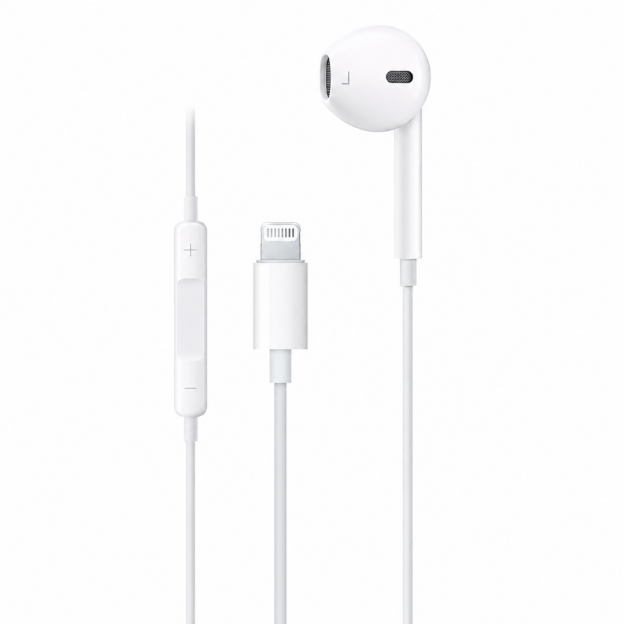 Green Lion Wired Mono Earphone with Lightning Connector - White