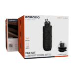 Porodo Lifestyle Fold-Flat Leakproof Silicone Bottle 700mL – Black - Image 2