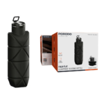 Porodo Lifestyle Fold-Flat Leakproof Silicone Bottle 700mL – Black - Image 3