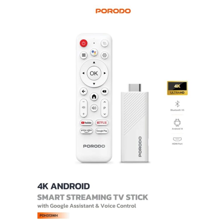 Porodo 4K Android TV Stick Kuwait White