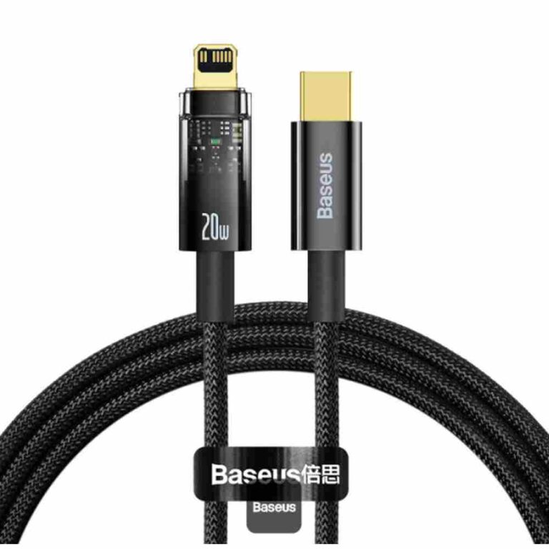 Baseus Explorer USB-C to Lightning Cable 20W 1M Auto Power Off – Black