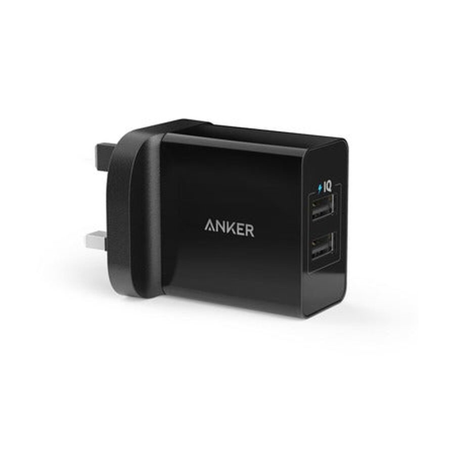 Anker 24W 2 Port USB Charger Kuwait Black