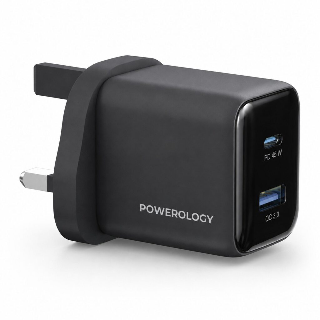Powerology Volt X 45W USB C USB A Charger Kuwait Black
