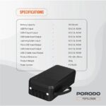 Porodo Piano 30000mAh Power Bank with Integrated Cables – Black - Image 2