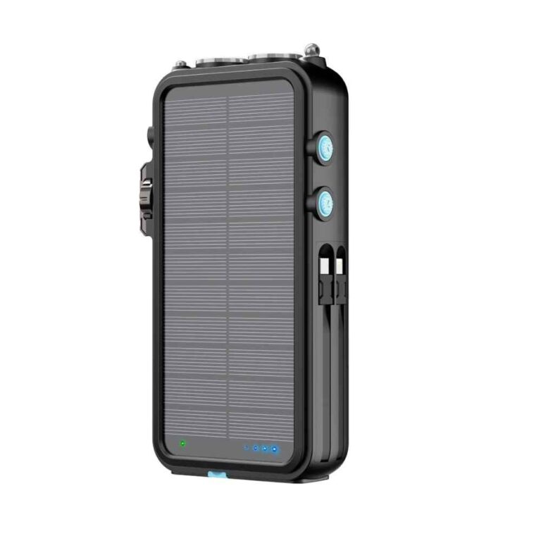 Powerology 16000mAh Solar Power Bank with FM Radio & Speaker – Black
