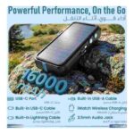 Powerology 16000mAh Solar Power Bank with FM Radio & Speaker – Black - Image 4
